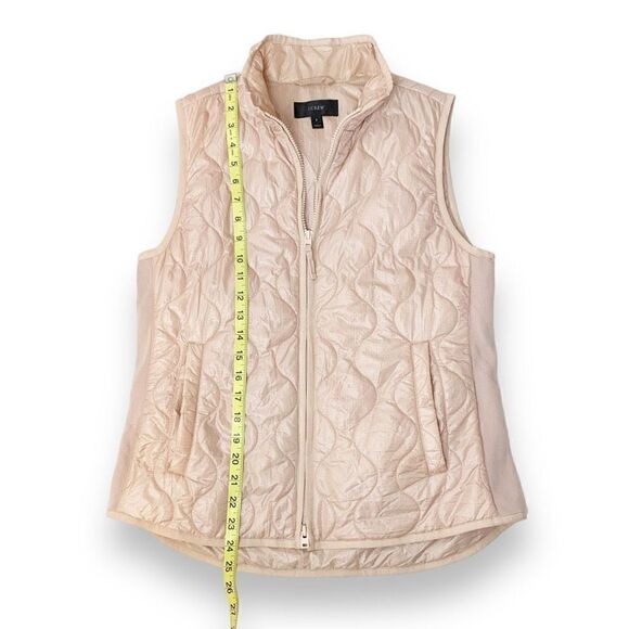 J. Crew Vest S Quilted Primaloft Pale Pink Full Zip Up Mock Neck Women’s Size S - Picture 6 of 11